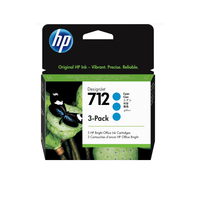 3ED77A HP 712 Pack x3 Cyan Ink Cartridge 29ml