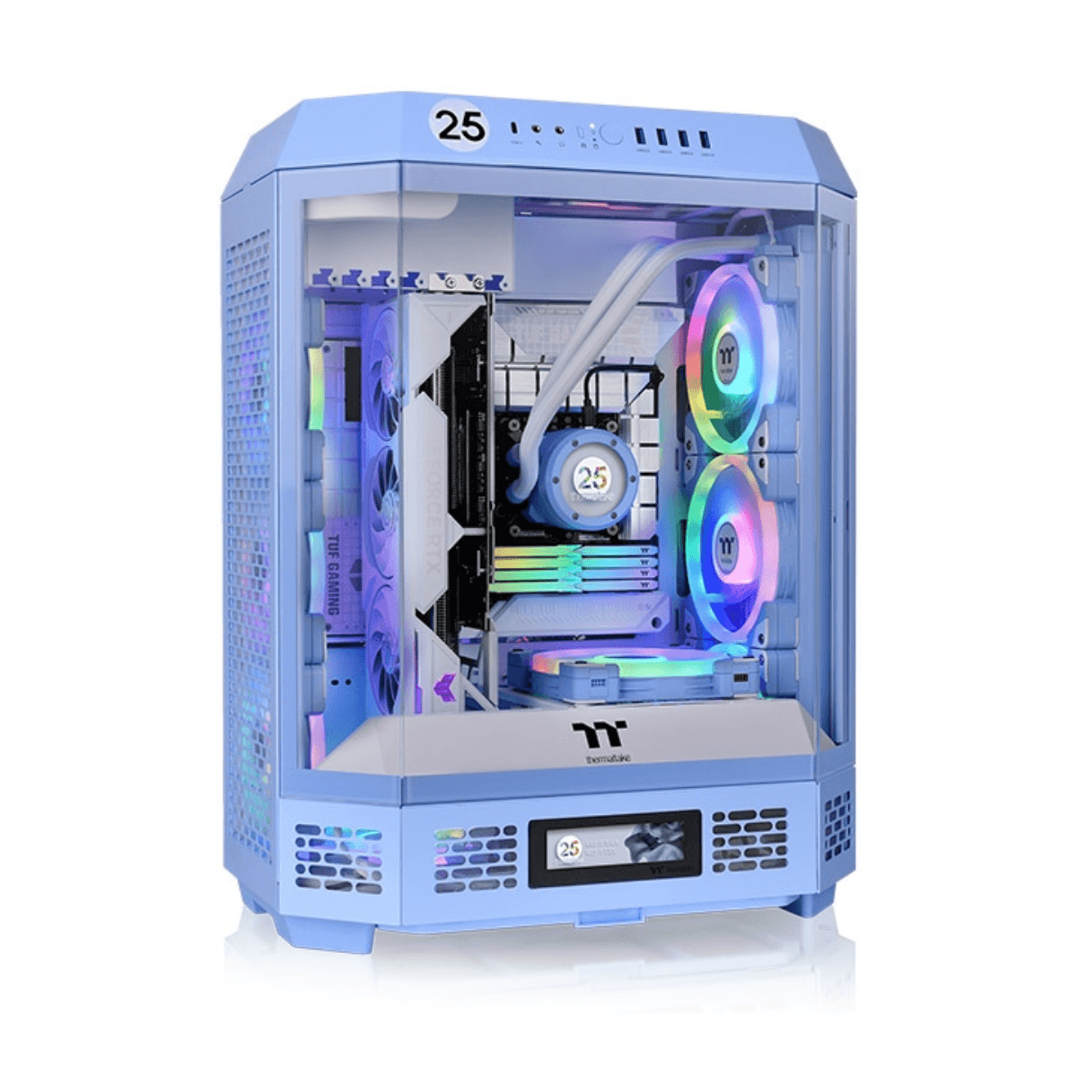 Gabinete TT The Tower 600 Mid-Tower TG x3 Fan x2 Hydrangea Blue