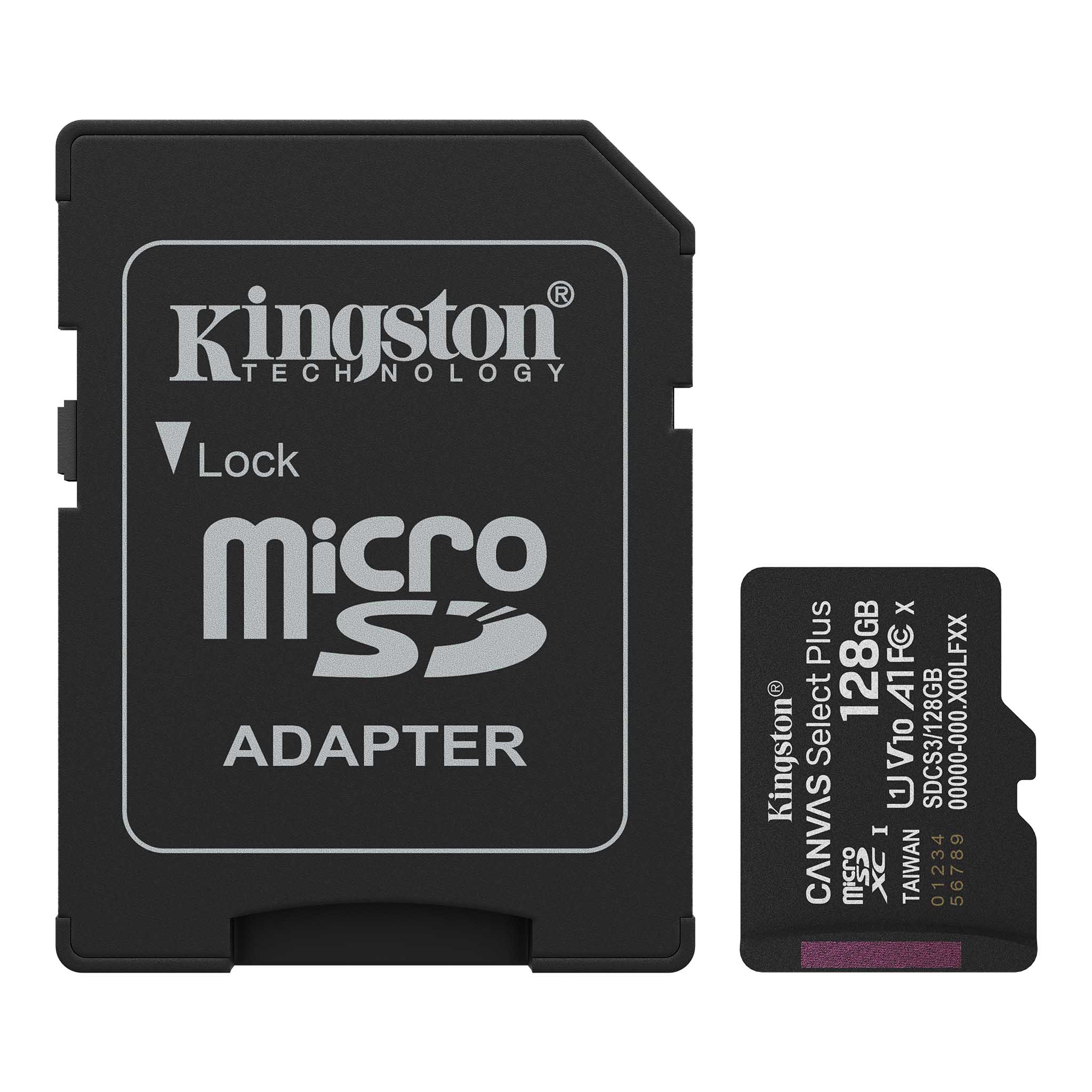 MicroSD KINGSTON 128GB c/Adap Gen3 150MB/s Canvas S Plus CL10