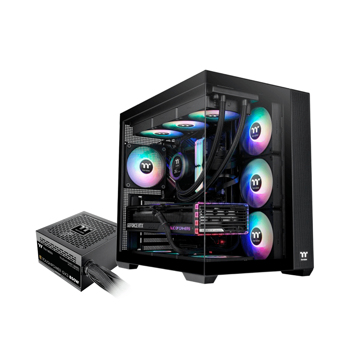 Gabinete TT View 380 Lite Fan ARGB x4 TG x2 c/Fuente 850W Gold
